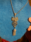  Jeweled Owl Neclace With Hinged Tail Feathers