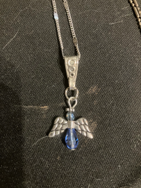  Wings Of An Angel Necklace, Blue Crystal